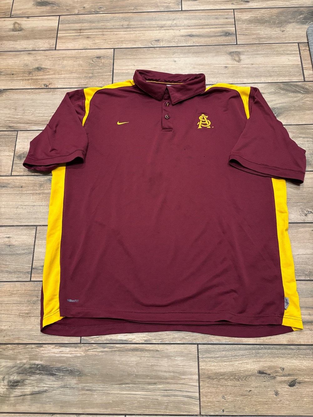 Vintage Nike FIT DRY ASU Arizona State Sun Devils Maroon Polo Shirt Size XXL